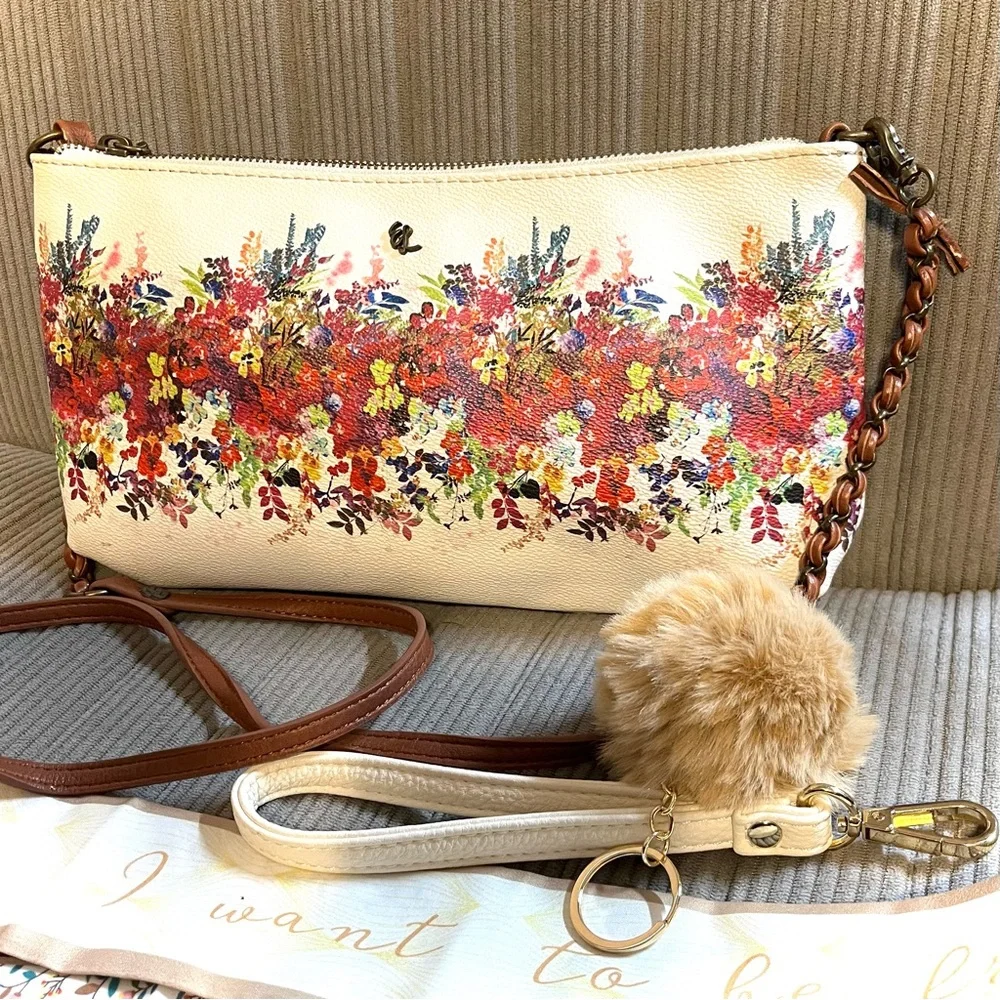 Elliott Lucca Cream Floral Clutch/Crossbody 2 for $22 - Picture 3 of 16